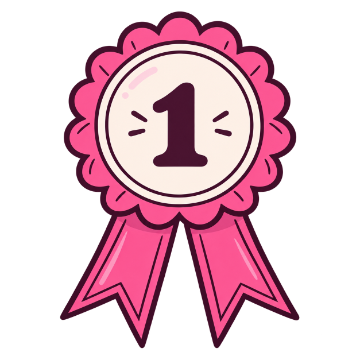 Pink first-place rosette